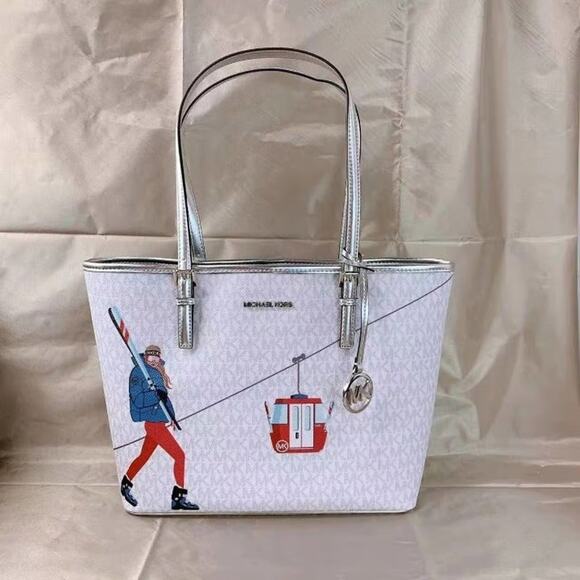 Michael Kors 35H1S5CT2B Jet Set Travel Medium Carryall Tote Girls Graphic - Picture 1 of 5